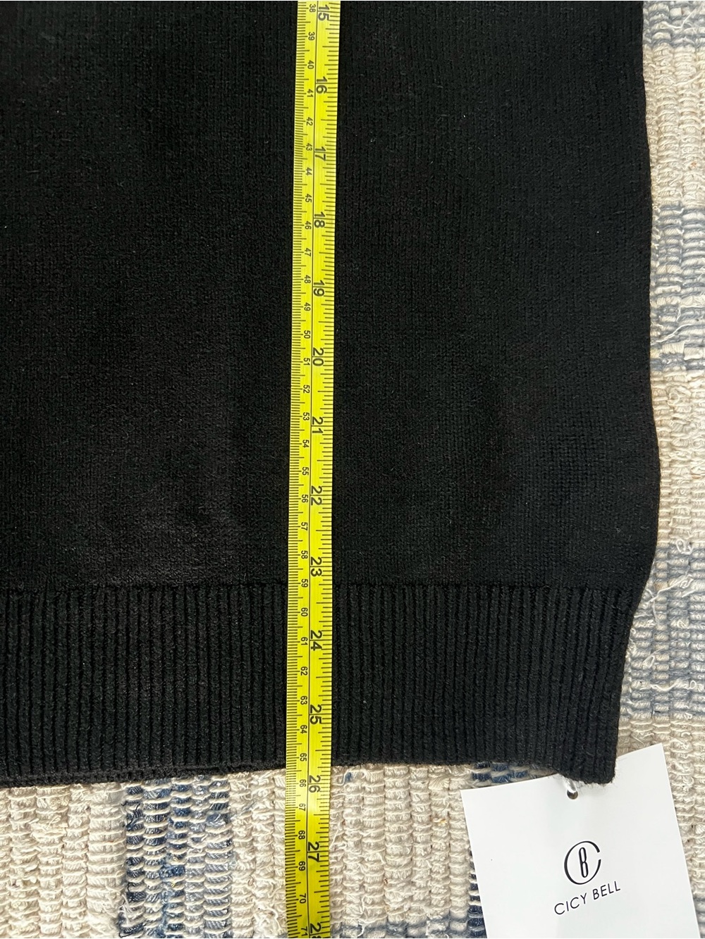 Cicy Bell Women's Black Sweater with Blue Striped Ruffle Trim - Picture 9 of 10